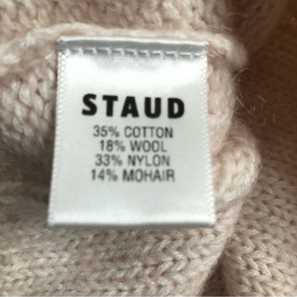 STAUD Kind Top L Cable Knit Sleeveless Cropped Wool Mohair Blend Sweater Ivory - Picture 10 of 13